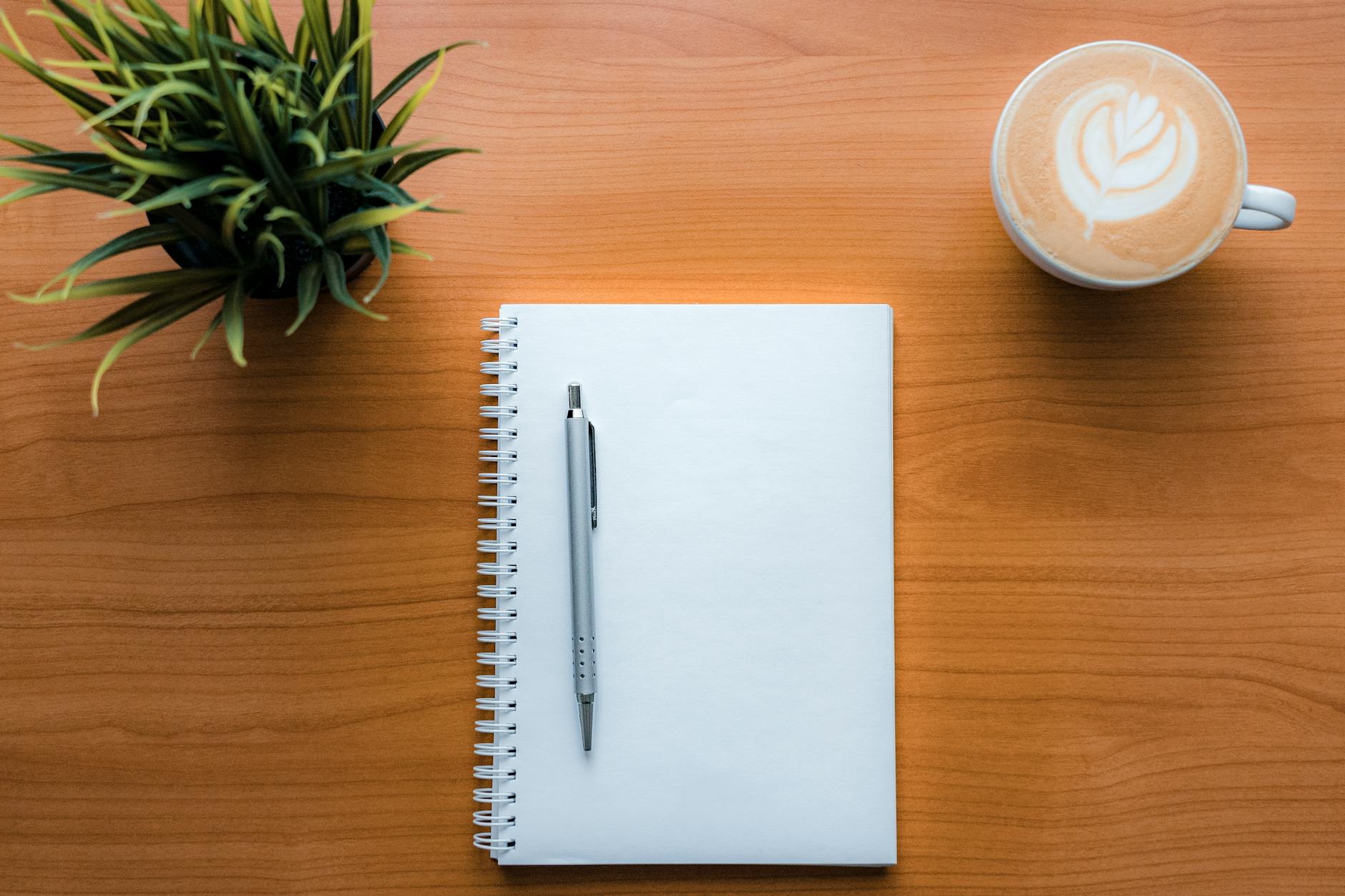 pen on a blank notebook